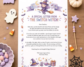 Personalised Halloween Letter from Switch Witch Kit for Kids, Personalized Switch Witch Letter Thank You Note and Form, WITH ENVELOPE