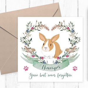 PERSONALIZED Pet Loss Card, Rabbit Sympathy Card, Rabbit Memorial Card, Pet Sympathy Card, Loss of Pet Card, Personalised Pet Memorial Card image 1