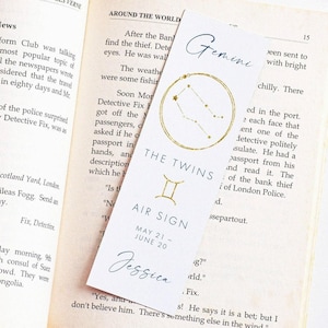 Gemini Bookmark for Women, Zodiac Bookmark Personalised Birthday Gifts for Book Lovers, Star Sign Bookmark Paper, Astrology Bookmark Custom