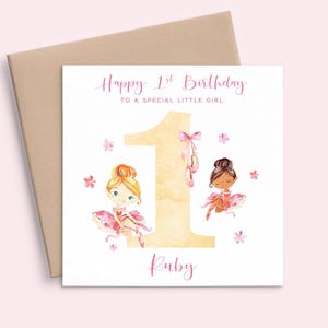 Ballerina First Birthday Card Girl, Granddaughter 1st Birthday Card Personalised First Birthday Card Daughter, Niece Birthday Card 1 Year