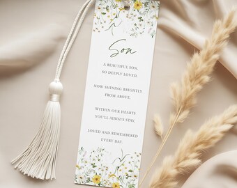 Personalised Remembrance Bookmark Son, Personalized Memorial Bookmark, Sympathy Book Marks Laminated, WITH TASSEL