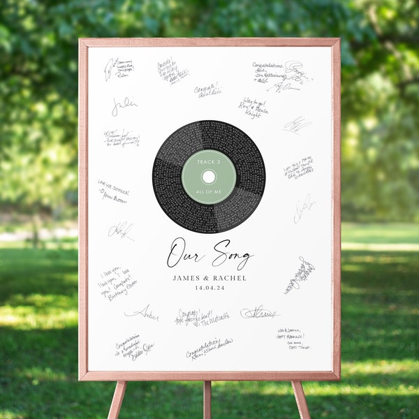 Record Guest Book Alternative Personalized Wedding, Personalised Wedding Song Guest Book Poster, Unique Wedding Guestbook Print, UNFRAMED