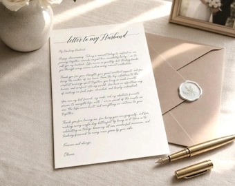 Personalised Letter to my Husband on Our First Wedding Anniversary, Custom Paper Wedding Anniversary Gift for Husband Love Letter