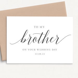 Zu meinem Bruder am Hochzeitstag Karte, zu meinem Bruder am Tag seiner Hochzeit, personalisierte Hochzeitskarte Bruder Hochzeitstag Karte elegant