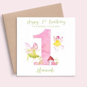 Fée 1er anniversaire carte petite-fille, fée premier anniversaire carte fille, carte d'anniversaire fille 1 an, joyeux premier anniversaire carte personnalisée
