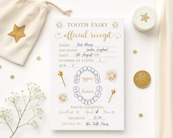 Personalised Tooth Fairy Receipt Template Canva, Editable Tooth Fairy Receipt Printable, Lost Tooth Receipt Digital Download
