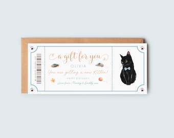 Personalised Youre Getting a Kitten Voucher, Youre Getting a Cat Voucher Personalized, New Kitten Gift Voucher Custom, WITH ENVELOPE