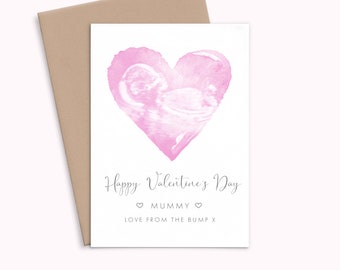 Personalized Valentines Card from Bump, Custom Valentines Card Mummy Valentines Card from the Bump, Personalised Valentines Card Mum to Be