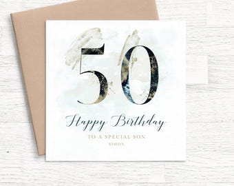 Personalized 50th Birthday Card for Son, Personalised 50th Birthday Card Son, Son 50th Birthday Card Male, 50th Birthday Card for Men