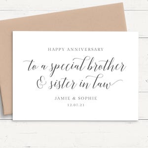 Personalisierte Hochzeit Jahrestag Karte Bruder und Schwägerin, alles Gute zum Hochzeitstag Karte für Schwager und Schwägerin personalisiert