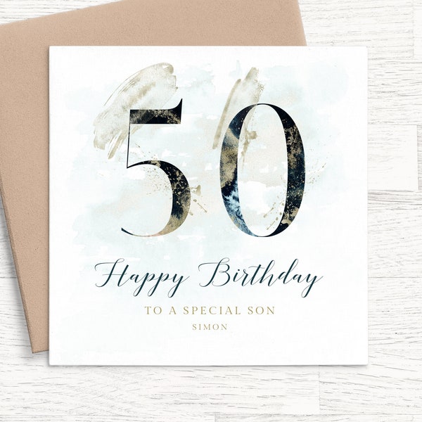 Personalized 50th Birthday Card for Son, Personalised 50th Birthday Card Son, Son 50th Birthday Card Male, 50th Birthday Card for Men