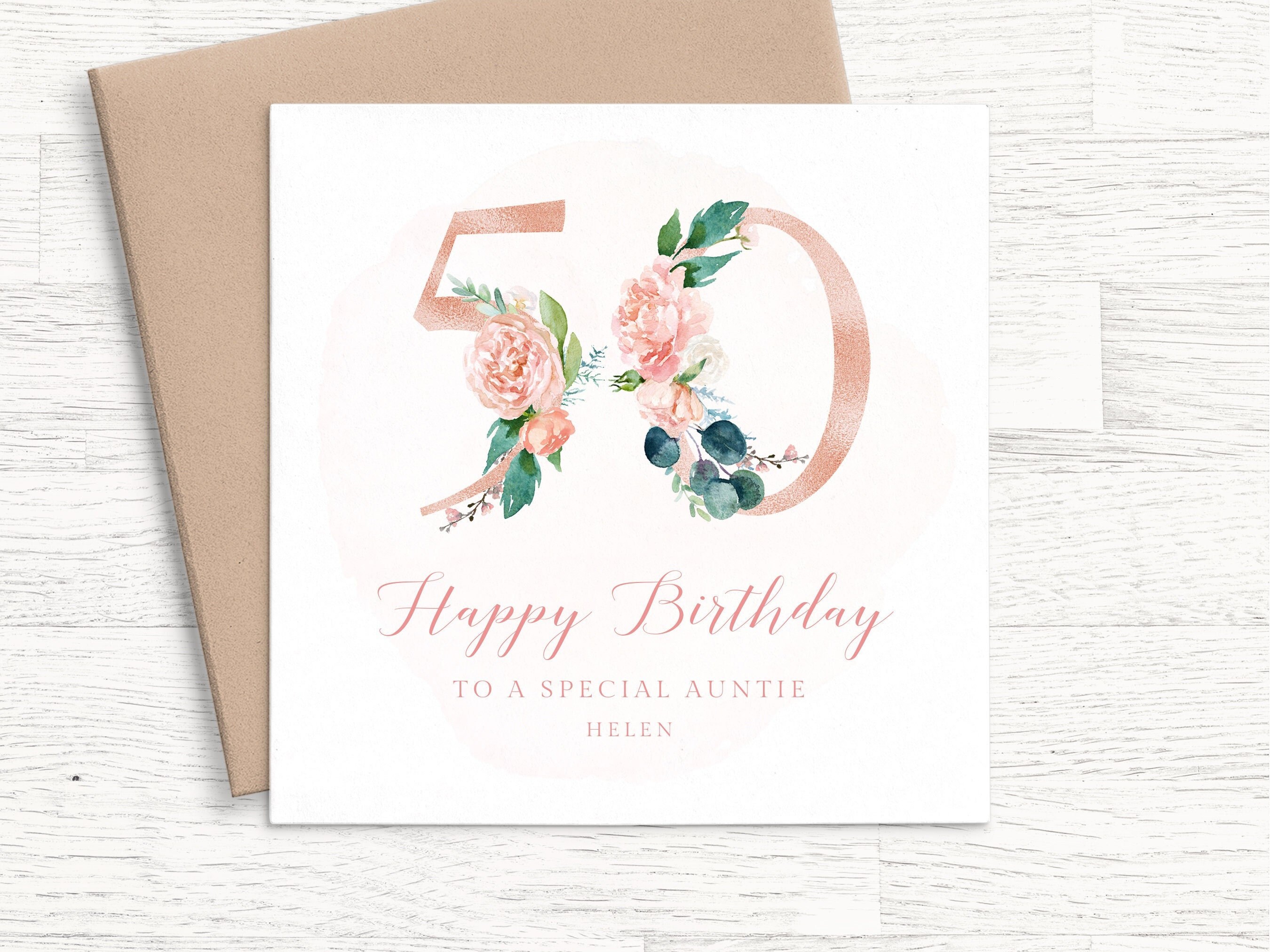 50th Birthday Card Auntie 50th Birthday Card for Auntie 50th - Etsy