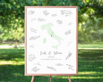 Personalized Wedding Guest Book Map Guestbook Sign, Watercolor Map Wedding Guest Book Alternative Map, Wedding Guest Book Travel, UNFRAMED