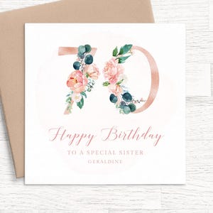 Carte 70e anniversaire pour soeur, soeur 70e anniversaire carte 70e anniversaire personnalisée belle-soeur, carte 70e anniversaire pour femme