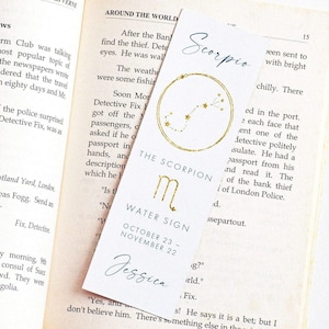 Scorpio Bookmark for Women, Zodiac Bookmark Personalised, Custom Bookmark Paper, Astrology Bookmark Star Sign Birthday Gifts for Book Lovers
