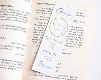 Gemini Bookmark for Women, Zodiac Bookmark Personalised Birthday Gifts for Book Lovers, Star Sign Bookmark Paper, Astrology Bookmark Custom