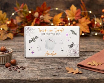 Personalised Halloween Chocolate Bar Wrapper Printed, Custom Halloween Candy Wrapper, Personalized Halloween Chocolate Wrapper