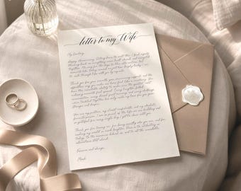 Personalised Letter to my Wife on Our Anniversary, To my Wife on Our 1st Wedding Anniversary Letter, Paper Wedding Anniversary Gift for Wife
