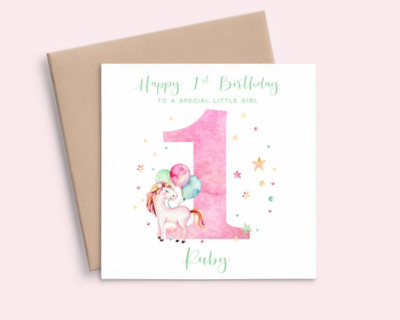 Happy 1st Birthday Card Granddaughter First Birthday Card - Etsy