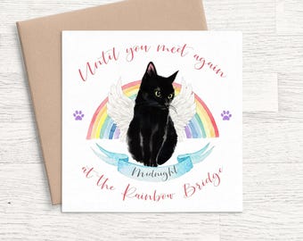 Cat Rainbow Bridge Card Personalised, Cat Sympathy Card Personalized, Pet Sympathy Card Cat Loss Card, Loss of Cat Card, Cat Memorial Card