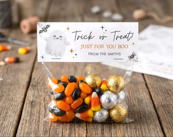 Personalised Halloween Treat Bag Topper Template Canva, Editable Halloween Sweet Bag Topper, Halloween Candy Bag Topper Digital Printable