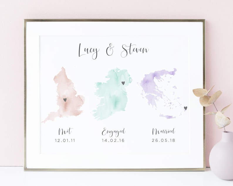 1 Year Anniversary Gift Map Print Met Engaged Married, Paper Anniversary Gift Personalized, First Wedding Anniversary Gift for Wife UNFRAMED imagen 1