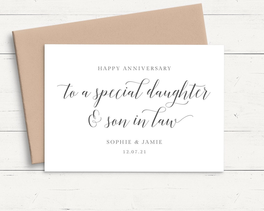 Personalised Wedding Anniversary Card Daughter and Son in Law, 1st