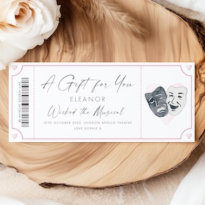 Theatre Ticket Voucher Personalized, Theatre Ticket Present, Theatre Ticket Print, Theatre Tickets Gift, Custom Theatre Ticket Surprise