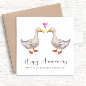 Duck Anniversary Card for Husband, Personalised Anniversary Card Boyfriend, Cute Anniversary Card Pun, Animal Anniversary Card for Her