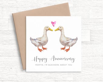 Carte d'anniversaire canard pour mari, carte d'anniversaire personnalisée petit ami, jeu de mots mignon carte d'anniversaire, carte d'anniversaire animal pour elle