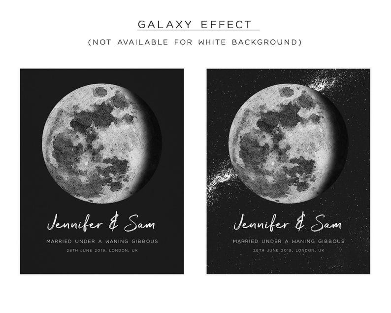 Personalized Moon Phase Print, Personalised Engagement Gift for Couple, Custom Moon Phase by Date, Watercolor Moon Print Phase, UNFRAMED image 6