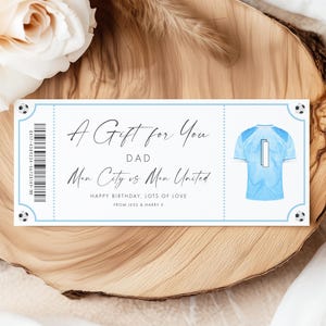 Manchester Football Ticket Personalised, Football Ticket Surprise, Stadium Tour Ticket, Football Season Ticket Card, City Football Voucher