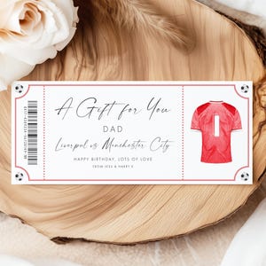 Manchester Football Ticket Personalised, Liverpool Tickets Surprise Gift for Him, Arsenal Ticket Tour, Football Ticket Gifts for Men