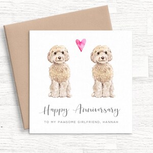 Dog Anniversary Card for Girlfriend, Cockapoo Anniversary Card Wife, Animal Anniversary Card Pun, Cute Anniversary Card for Her Personalised