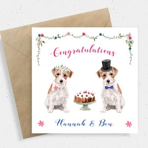 Dog Wedding Card Congratulations, Personalised Wedding Card for Bride and Groom, Wedding Day Card Mr and Mrs, Wedding Card for Couple
