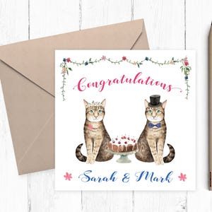 Carte de mariage chat Carte de mariage personnalisée Félicitations, carte de mariage de M. et Mme Carte de mariage personnalisée pour les mariés