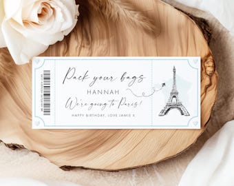 Personalised Paris Boarding Pass Reveal, Paris Surprise Ticket, Paris Surprise Trip Card Personalized, Surprise Trip Boarding Pass Paris