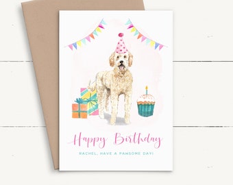 Golden Doodle Birthday Card Dog Lover, Goldendoodle Birthday Card from Dog, Dog Birthday Card for Her Personalised Birthday Card Dog Mum