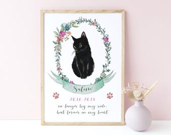 Black Cat Memorial Art, Black Cat Print, Cat Sympathy Gift Personalized Pet Loss Gifts Cat Memorial Gift Pet Memorial Gifts Cat Loss Gifts