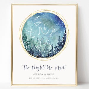 Star Map Personalised Anniversary Gifts for Boyfriend, Custom Constellation Print, Night Sky Print, Star Chart, Celestial Map, UNFRAMED
