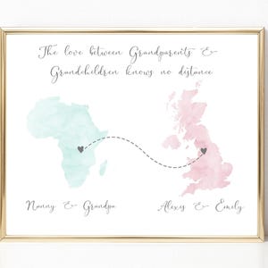 Cadeau interurbain pour les grands-parents, cadeau carte aquarelle impression de carte personnalisée, impression de carte personnalisée, cadeau de famille interurbain, sans cadre