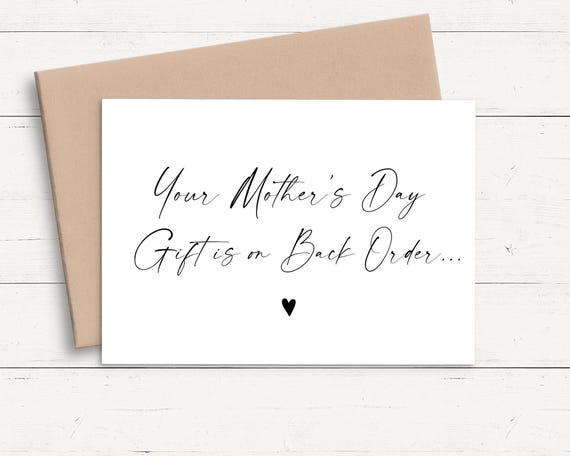 Personalized Mothers Day Pregnancy Announcement Card Mum, Your Gift is On Back Order, Baby Announcement Grandma, Pregnancy Announcement Nan