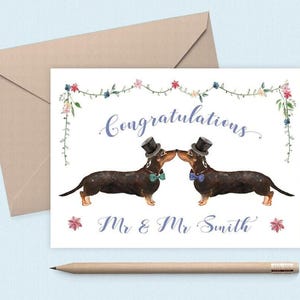 Carte de mariage personnalisée pour couple gay, Carte de mariage gay Carte de mariage pour chien Carte de mariage personnalisée Carte de mariage de félicitations teckel