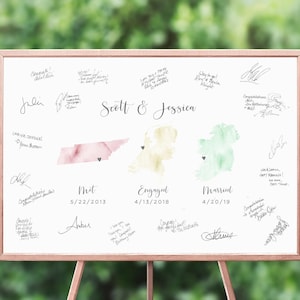 Alternative Wedding Guest Book Map Guest Book, Met Engaged Married Map Guestbook Print, Personalized Wedding Guest Book Travel, UNFRAMED
