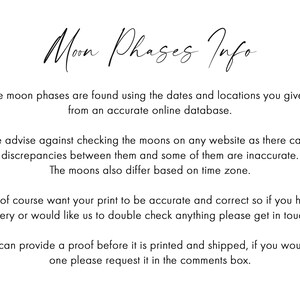 Impresión de fase lunar en acuarela, regalo de aniversario personalizado para novio, te amo hasta la luna y más allá, impresión lunar personalizada, sin marco imagen 3