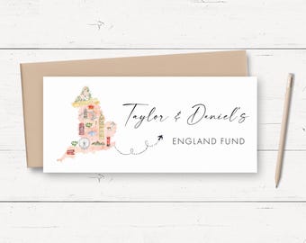 England Travel Money Wallet Card, Personalised Travel Money Holder, Money Gift Card for Holiday, Travel Fund Cash Wallet, Money Envelope