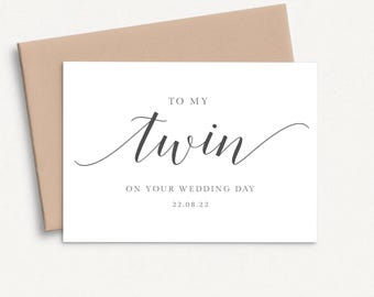 To My Twin on Your Wedding Day Card, Personalised Wedding Card for Twin, Special Twin Wedding Card Personalized Wedding Day Card Twin