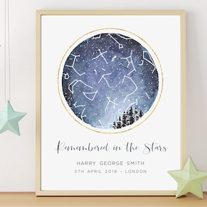 Baby Star Map Print Personalized Miscarriage Gift, Star Chart Print, Constellation Print, Infant Loss Gifts, Baby Memorial Gift, UNFRAMED