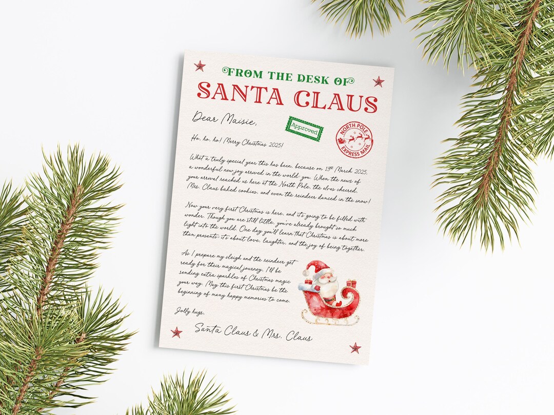 First Christmas Santa Letter Personalised, First Christmas Letter From ...