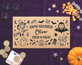 Personalised Halloween Money Envelope for Cash Gift, Cute Kids Halloween Money Holder Personalized, Custom Halloween Money Gift Envelopes